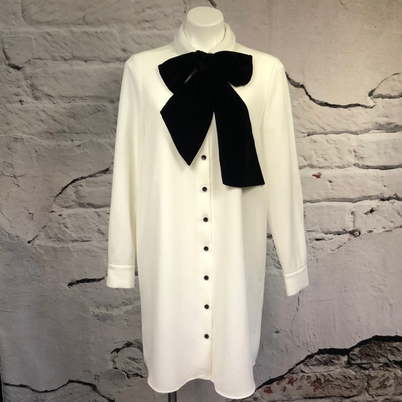 Kate ♠️ Spade Velvet Tie Griffin dress white 10 - Picture 2 of 8